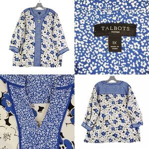 Talbots Shirt Tunic Top Blue Women’s Plus Size 1X Floral Long Sleeve